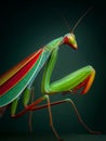 A close up of a praying mantisch on a black background Royalty Free Stock Photo