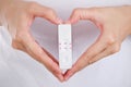 Close up pregnancy test with love women feeling happiness.