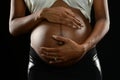 Close up of pregnant black woman