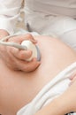 Close up of pregnant woman having ultrasound scan