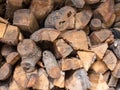 Close up of prepared firewood on overcast day