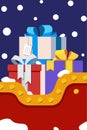 Close up of presents box in SantaÃ¢â¬â¢s sleigh- Vector illustration