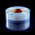 Close up of a roll of clear tape with a cardboard core center isolated on white bacground Royalty Free Stock Photo