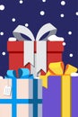 Close up of Presents with snow falling - design for greeting card and multi purpose - Vector illustration