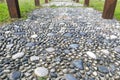 Close-up on pressure points pebble stones at foot reflexology pa