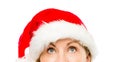 Close up of pretty mature woman wearing santa hat for christmas