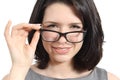 Close up of a pretty woman wearing glasses Royalty Free Stock Photo