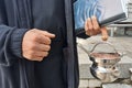 Close up of a priest with holy water.