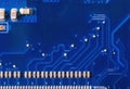 Close up of a printed blue computer circuit board Royalty Free Stock Photo