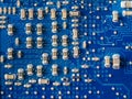 Close up of a printed blue computer circuit board Royalty Free Stock Photo