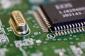 Close up printed circuit board with components