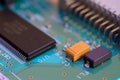 Close up printed circuit board with components Royalty Free Stock Photo