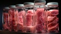 Close-up of the process of growing meat in a test tube in the laboratory