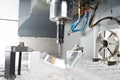 Close-up process of metal machining by mill Royalty Free Stock Photo