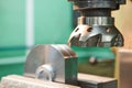 Close-up process of metal machining by mill