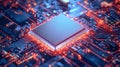 A Close-up of a Processor Chip Embedded in a Circuit Board Royalty Free Stock Photo