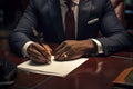 Close-up of a professional businessman's hands signing a legal document or contract Royalty Free Stock Photo