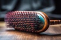 close-up of professional hairbrush, with visible bristles and streaks of color Royalty Free Stock Photo