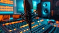 Close-Up of Professional Microphone in Recording Studio Royalty Free Stock Photo