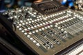 Close-Up of Professional Sound Mixer in Studio