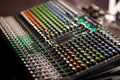 close up of professional studio sound mixing desk Royalty Free Stock Photo