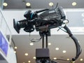 Close-up of a professional television camera. Royalty Free Stock Photo