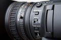 Close up of professional video camera lens Royalty Free Stock Photo