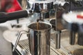 Close-up of an professionel coffee machine making a cup of coffe Royalty Free Stock Photo