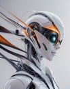 Futuristic humanoid robot with advanced artificial intelligence core in clean industrial design Royalty Free Stock Photo