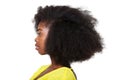 Close up profile portrait of attractive young black woman with afro hair Royalty Free Stock Photo