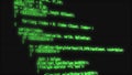 Close-up of a program code on a computer screen. Technology, coding, programming, software development and hacking concept. 3d