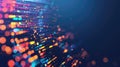 Close up of programming code on a laptop screen with blurred background. AIG53F.
