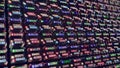 Close up of programming code strings changing the digital on screen, abstract hacking background. Animation. Many rows Royalty Free Stock Photo