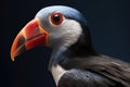 close-up of puffin carrying fish in beak for chicks Royalty Free Stock Photo