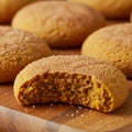 Close-up of a Pumpkin Spice Cookie with a Bite Taken Royalty Free Stock Photo