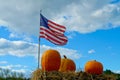 Close up Pumpkins with American flag