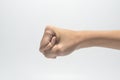 Punch hand gesture on white isolated background