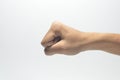 Punch hand gesture on white isolated background