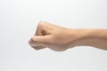 Punch hand gesture on white isolated background