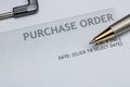 Close up of purchase order form with pen Royalty Free Stock Photo