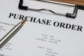 Close up of purchase order Royalty Free Stock Photo