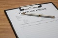 Close up of purchase order form Royalty Free Stock Photo