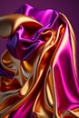Close up of purple and gold fabric with purple background and pink background. Generative AI Royalty Free Stock Photo