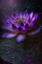 Close-up of purple lotus flower on the pond with waterdrop Created with Generative AI technology