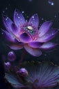 Close-up of purple lotus flower on the pond with waterdrop Created with Generative AI technology