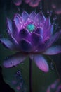 Close-up of purple lotus flower on the pond with waterdrop Created with Generative AI technology