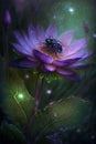 Close-up of purple lotus flower on the pond with waterdrop Created with Generative AI technology