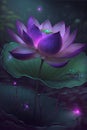 Close-up of purple lotus flower on the pond with waterdrop Created with Generative AI technology