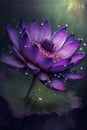 Close-up of purple lotus flower on the pond with waterdrop Created with Generative AI technology