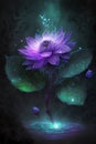 Close-up of purple lotus flower on the pond with waterdrop Created with Generative AI technology